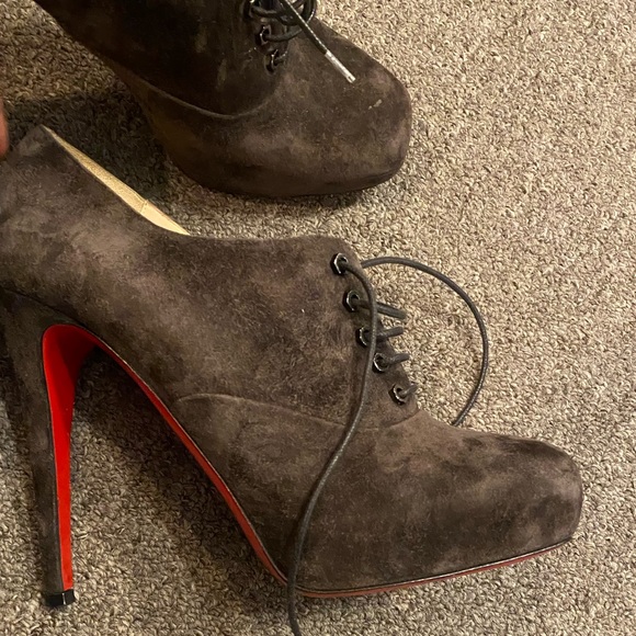 Christian LOUBOUTIN booties, grey, 5 inch heel. Authentic - Picture 1 of 5